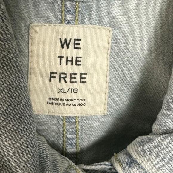 Free People Sidney Denim Jean Jacket in Sunkissed Light Blue Size XL NWT 70s - Picture 8 of 11